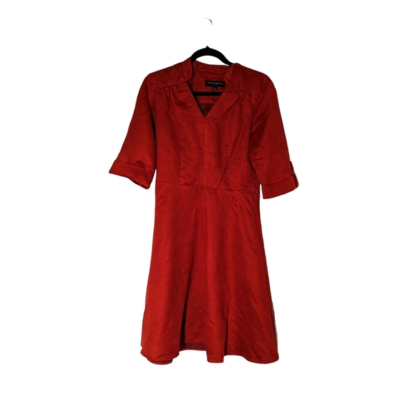 Sharagano red suede-feel A-line dress, size 6 - Picture 1 of 5